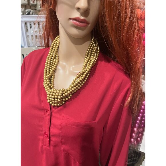 Chunky gold necklace, gold multilayered statement big oversized gold necklace - Picture 3 of 5